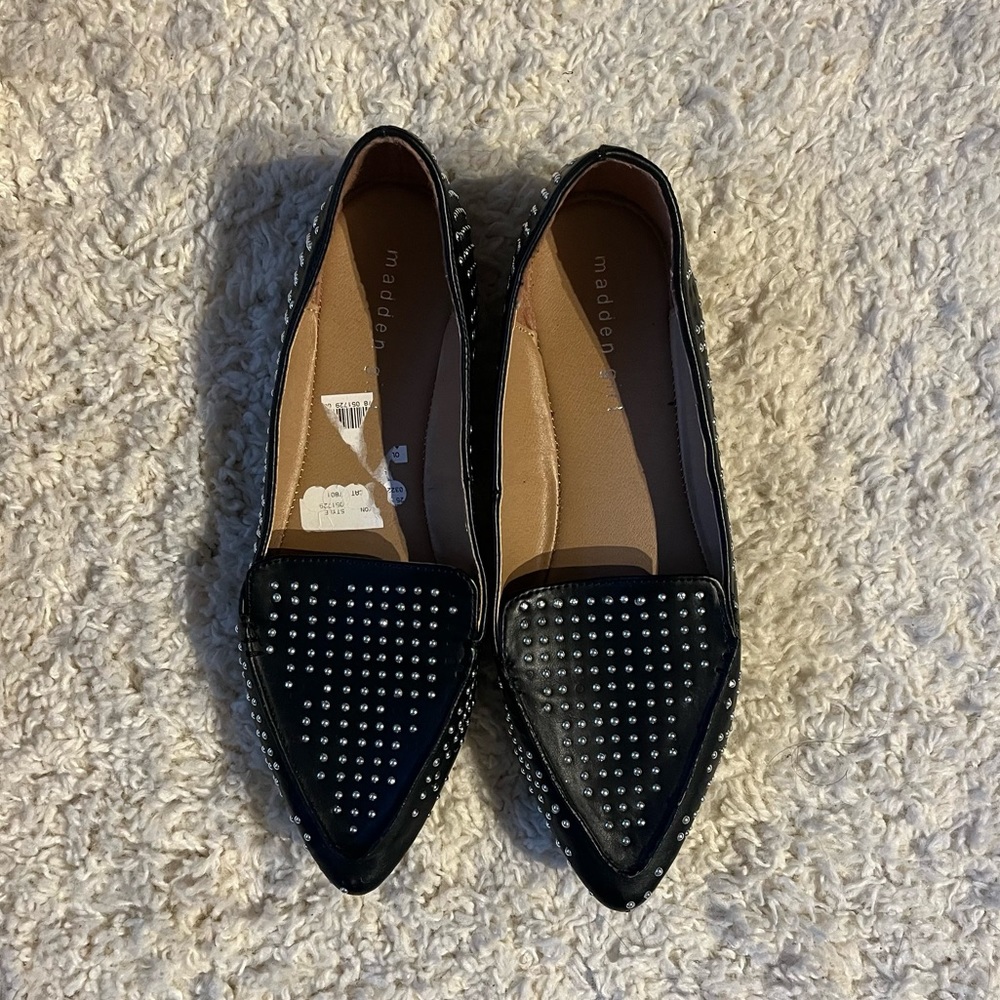 Studded black flats - Only worn once!
